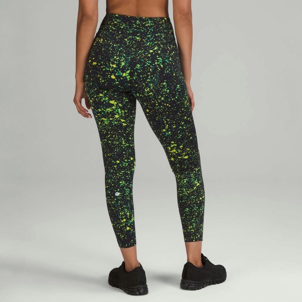 Lululemon Base Pace High-Rise Running Tight 25" Sparks Fly Multi Neon Green 16